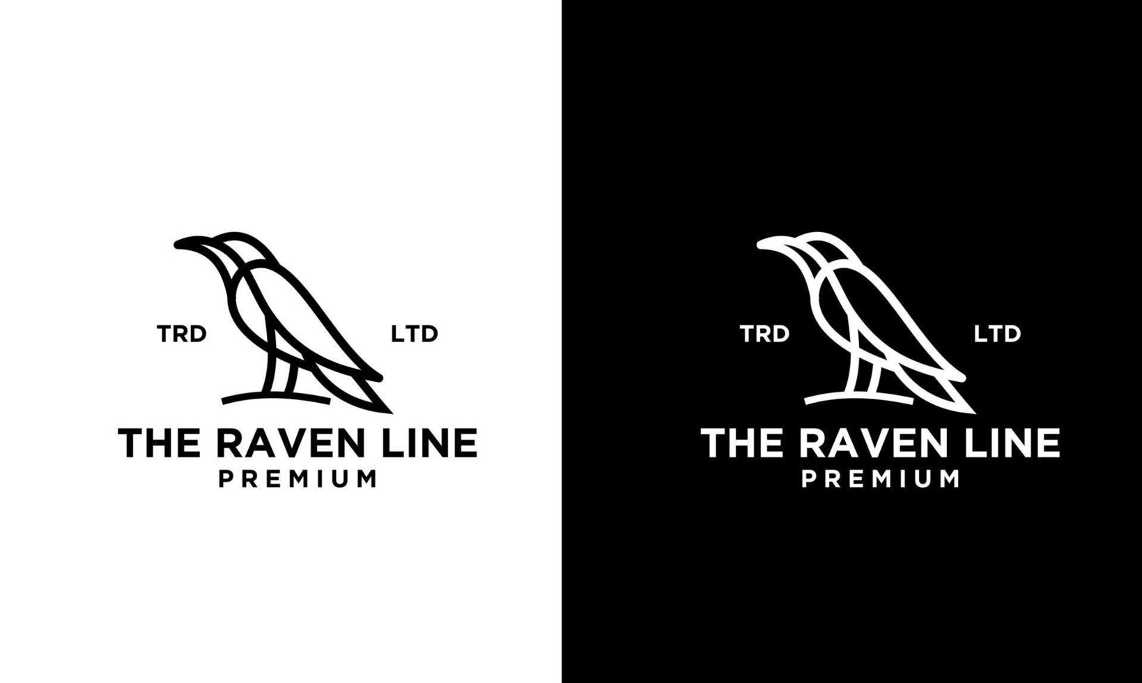 simple line raven logo vector