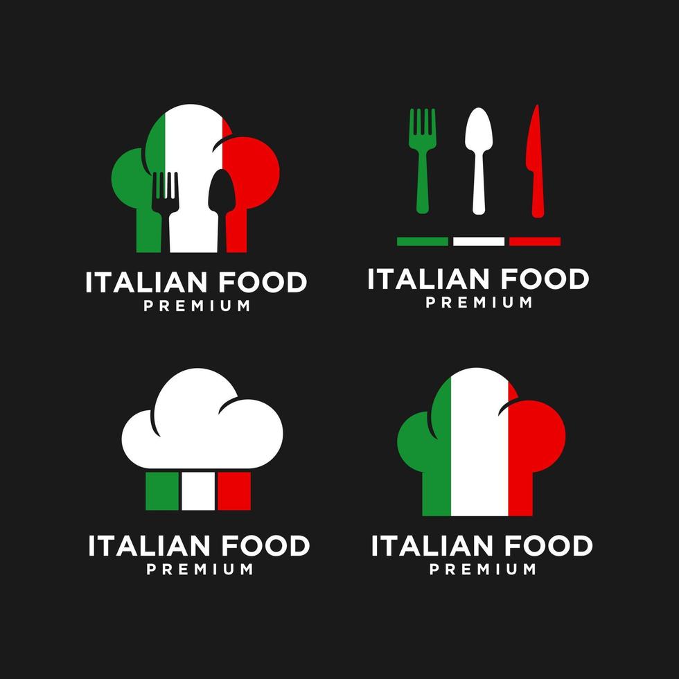 conjunto de ilustración de diseño de logotipo de vector de comida italiana