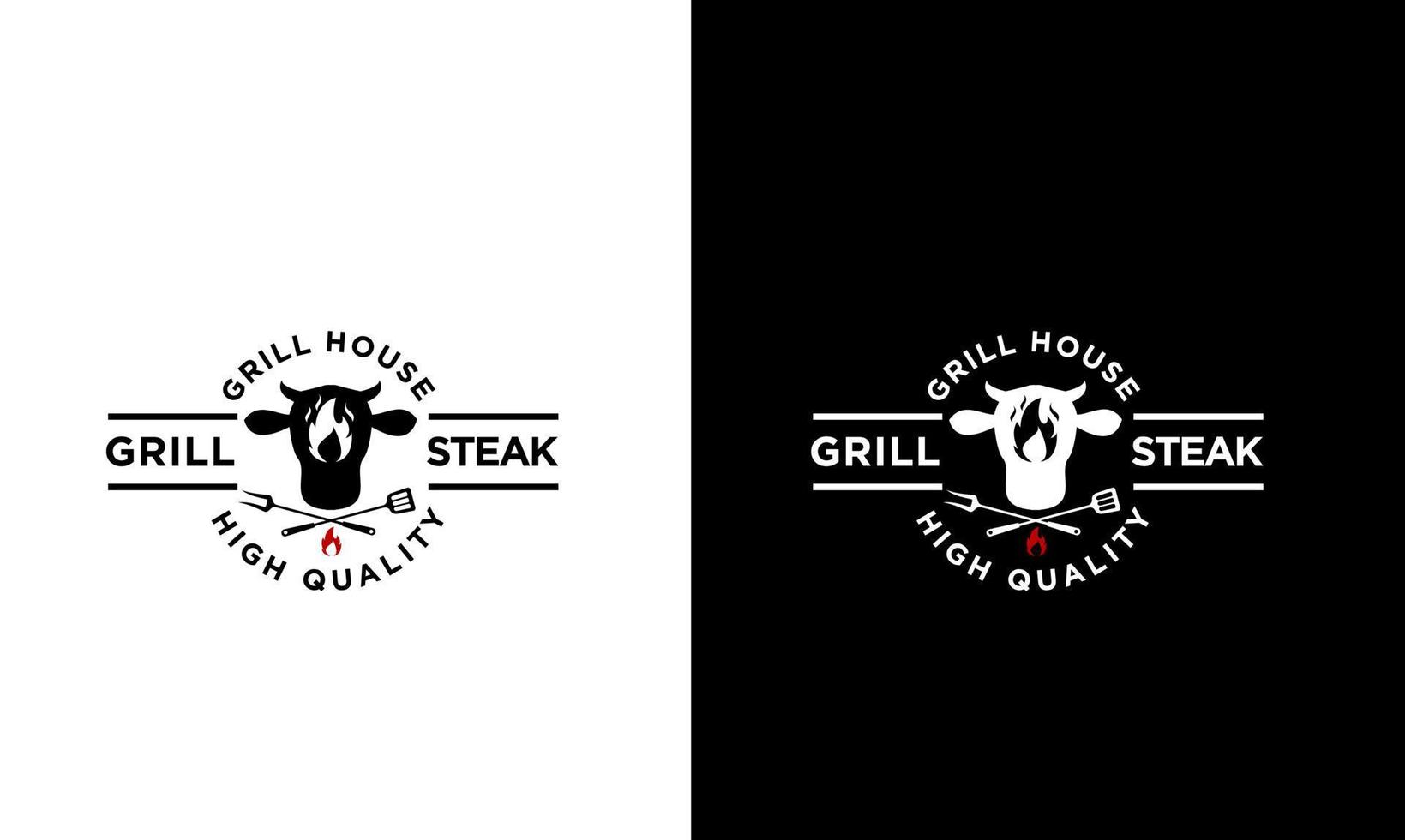Barbecue Grill food beef and steak Logo vector