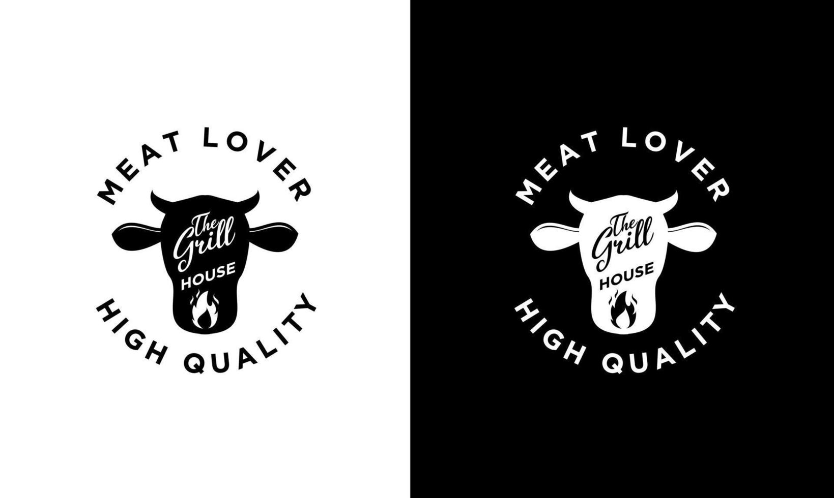 Barbecue Grill food beef and steak Logo vector