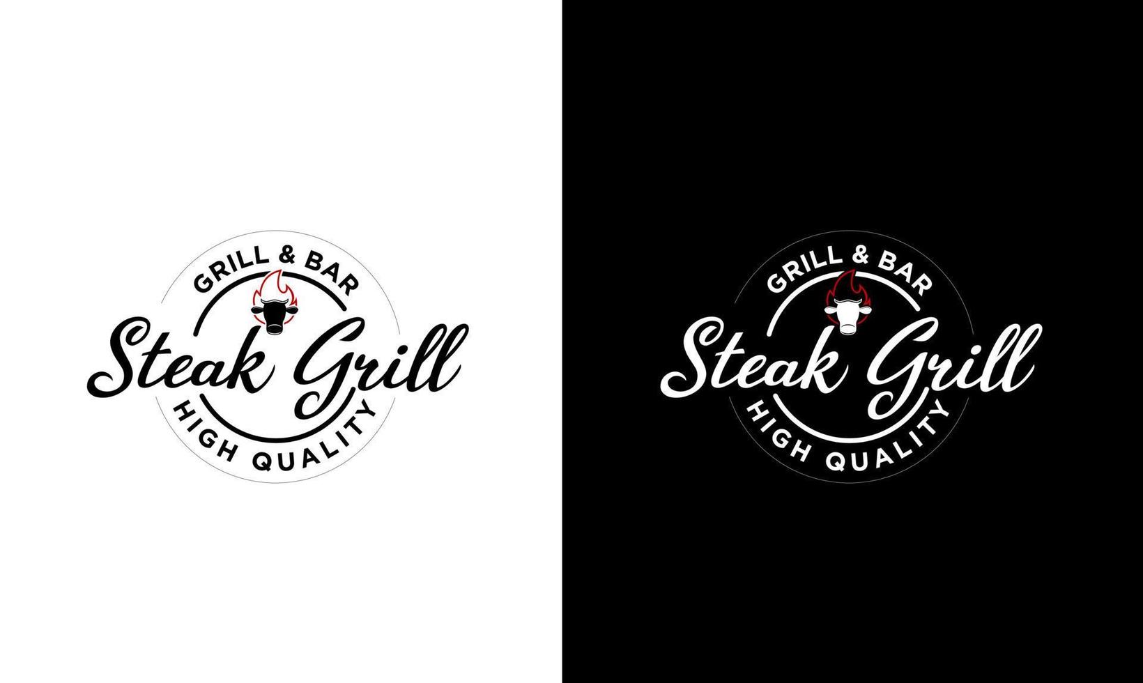 Barbecue Grill food beef and steak Logo vector