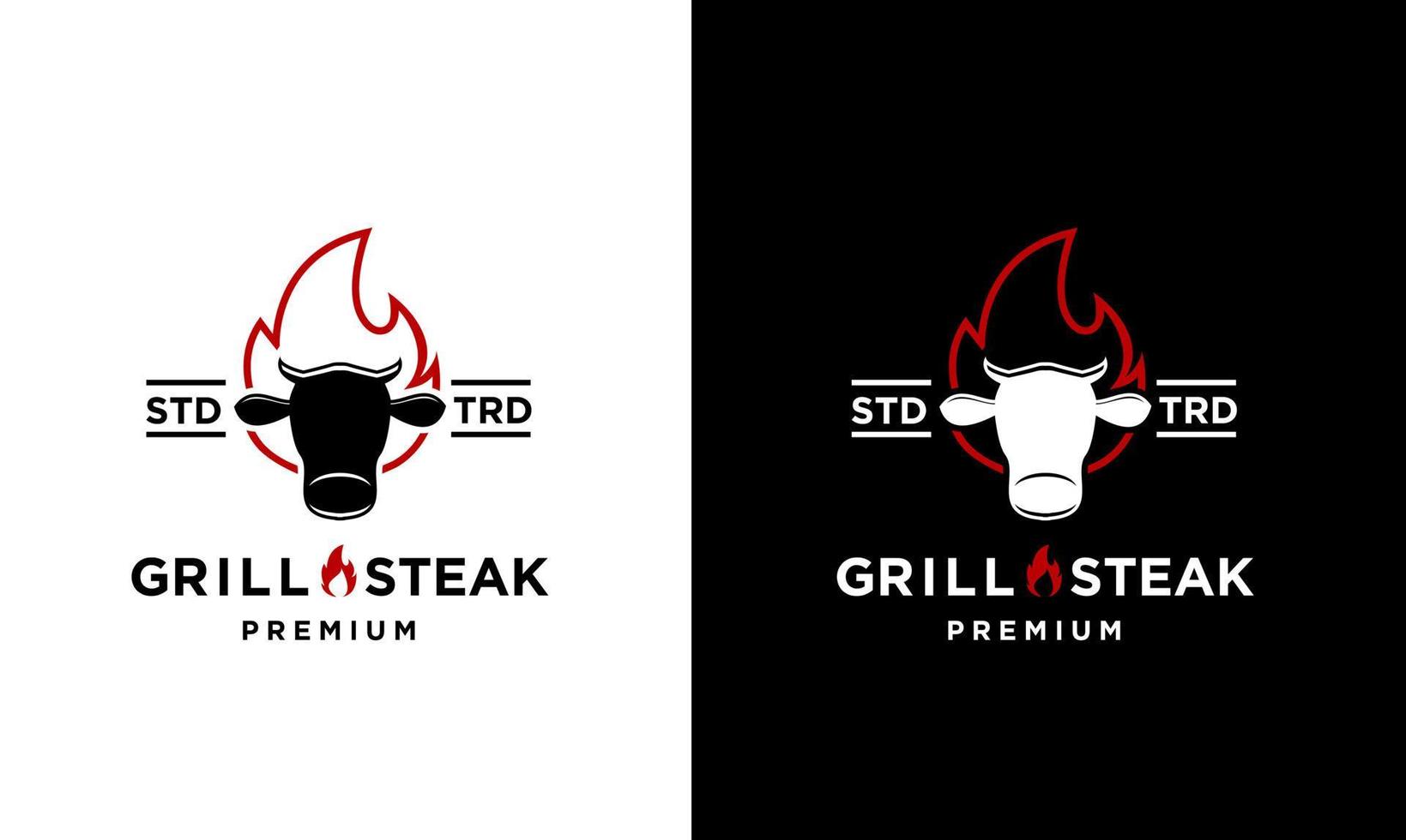 Barbecue Grill food beef and steak Logo vector