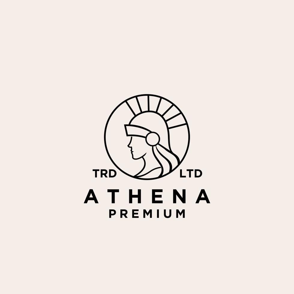 Premium goddess Athena on circle line logo design vector