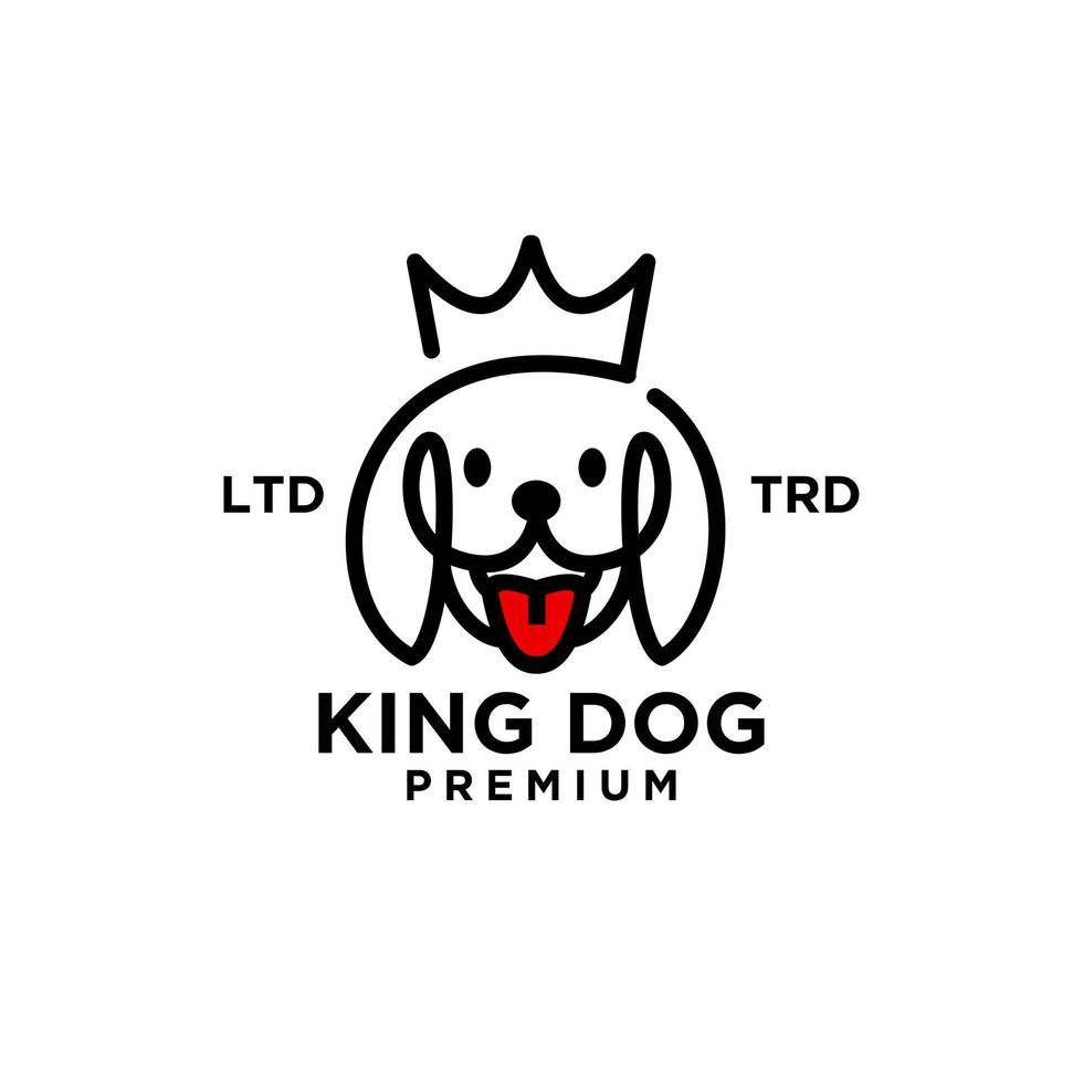 king Dog head line art vector logo design