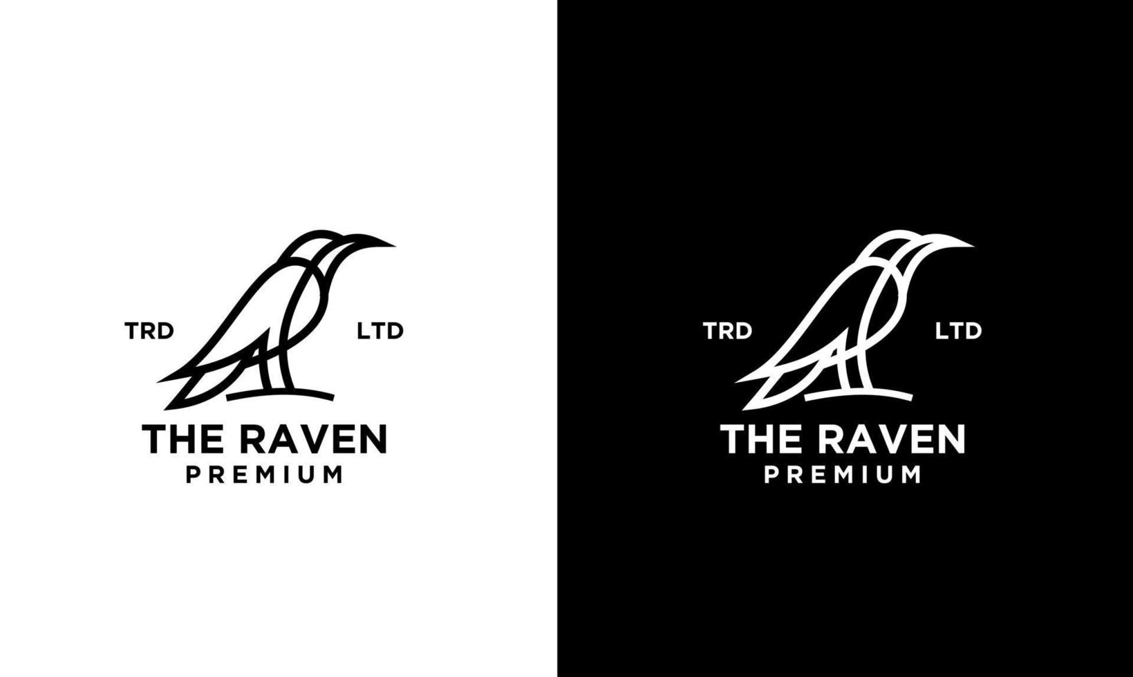simple line raven logo vector