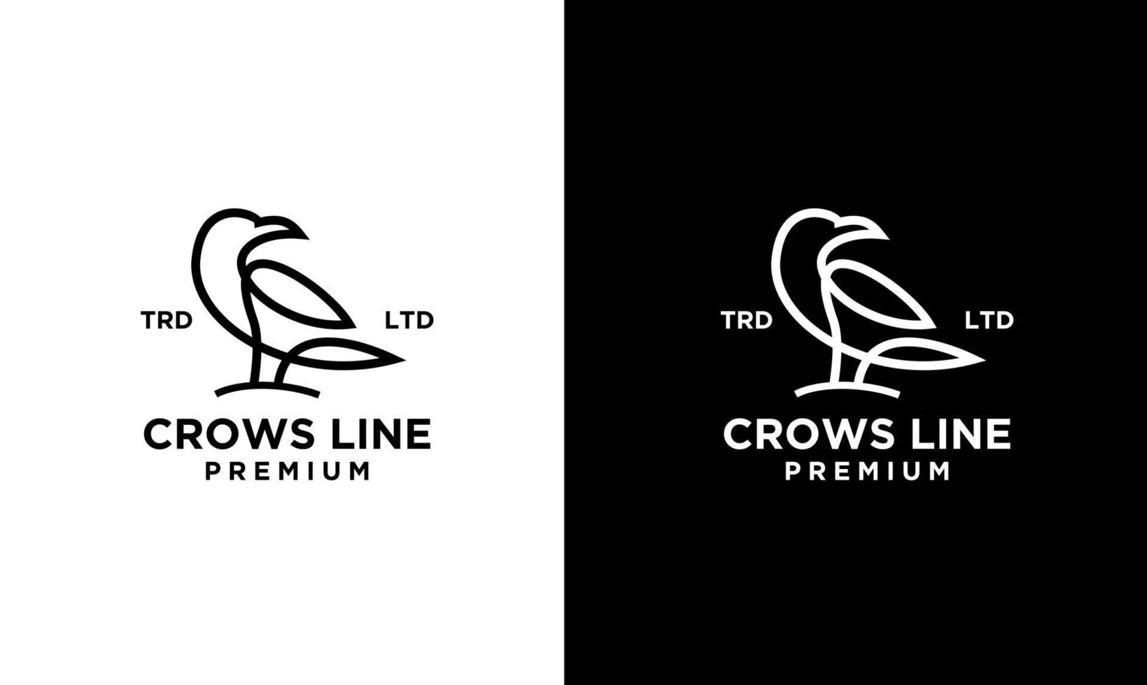 raven line black white logo vector
