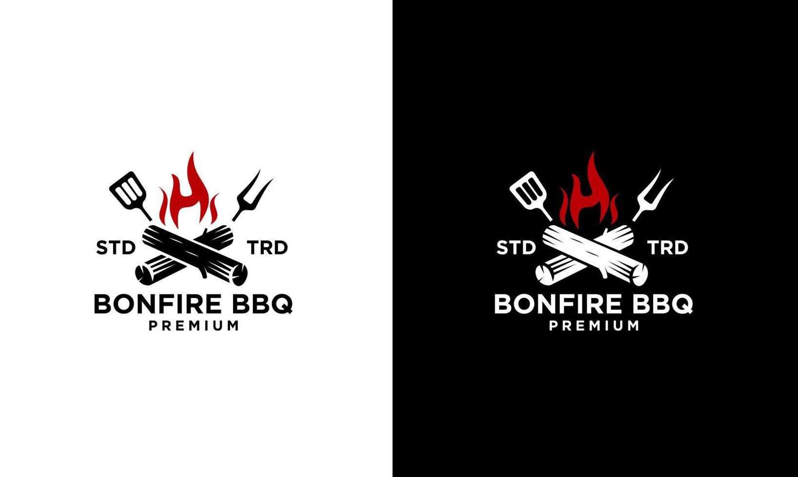 Bonfire Flame Barbecue Grill food Logo vector