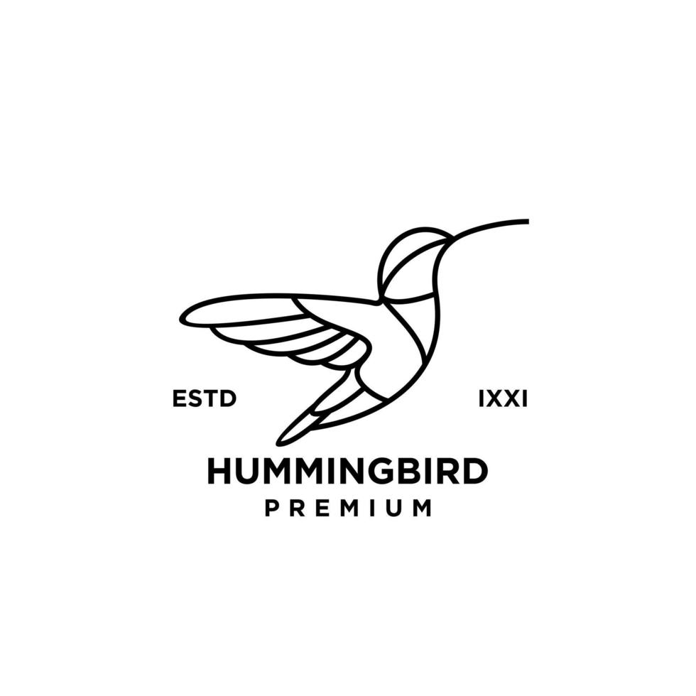Hummingbird line outline logo icon design vector