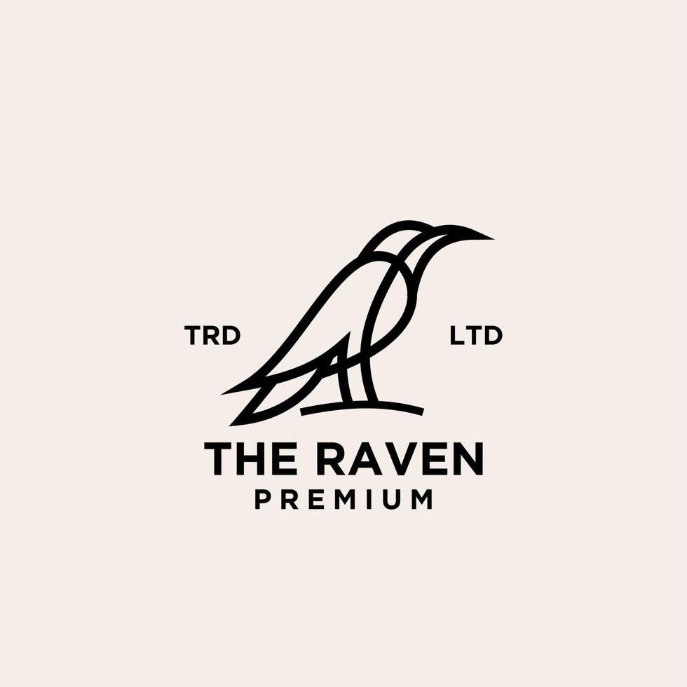 logotipo de línea de cuervo negro vector