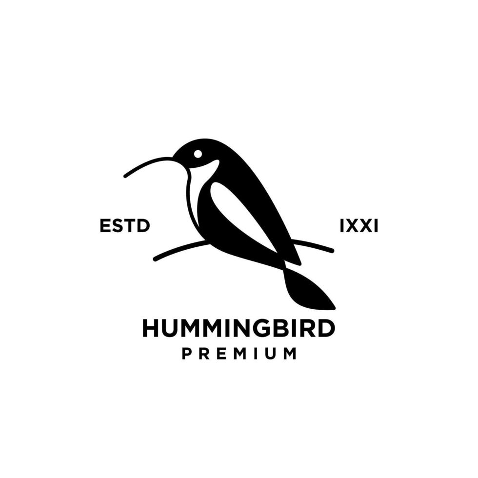 diseño de icono de logotipo de silueta negra de colibrí vector