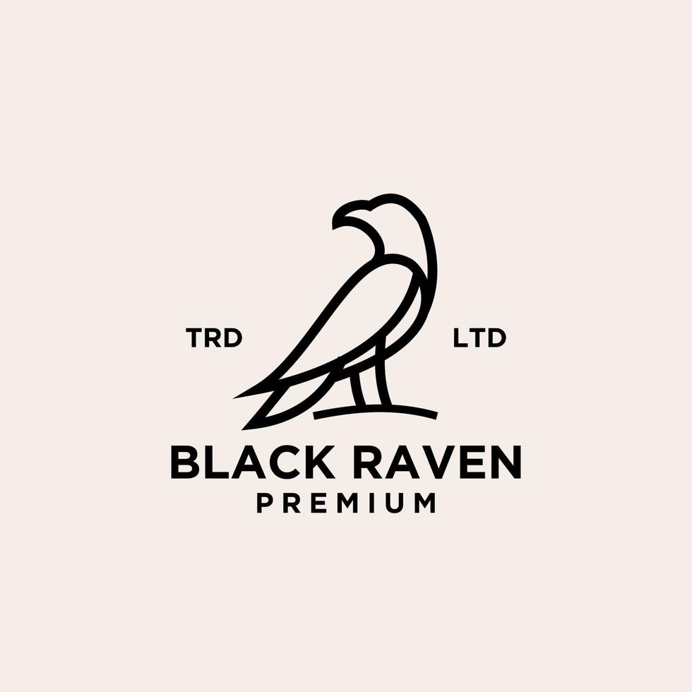 black raven line logo vector