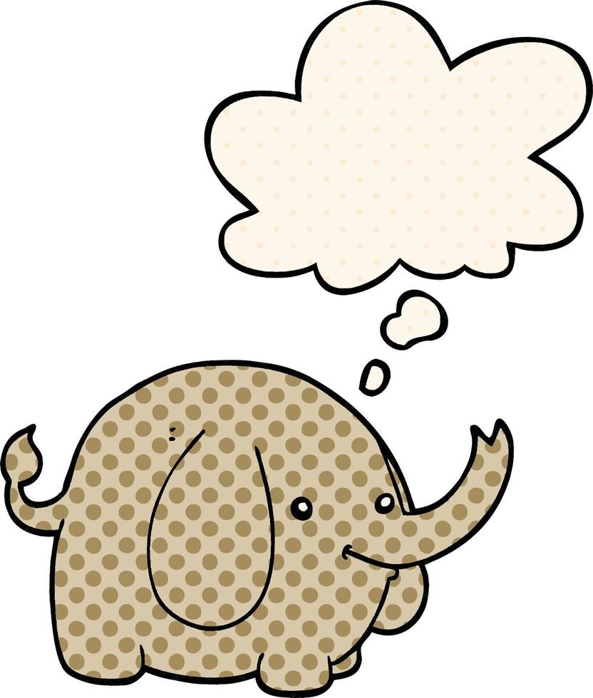 elefante de dibujos animados y globo de pensamiento al estilo de las historietas vector