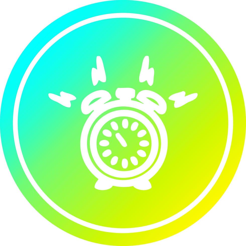alarm clock circular in cold gradient spectrum vector