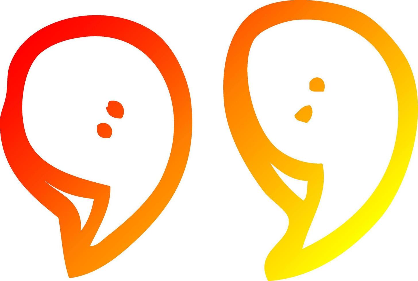 warm gradient line drawing cartoon quotation marks vector