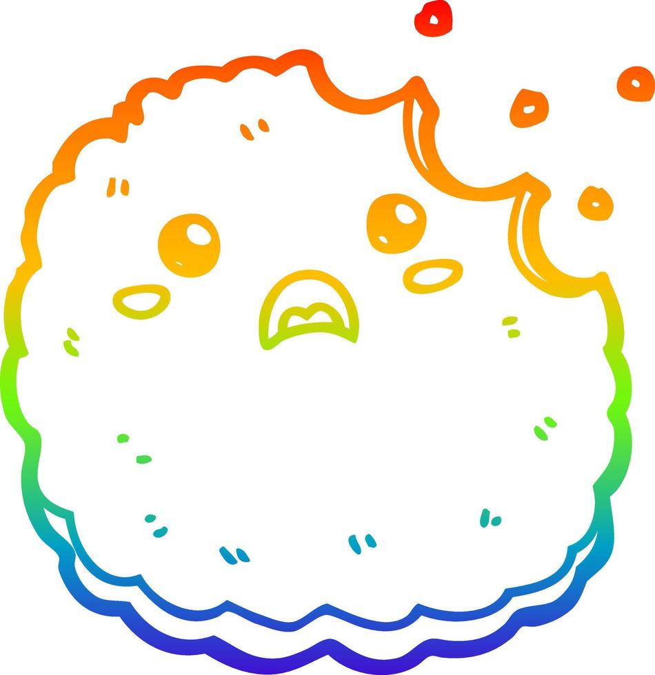 rainbow gradient line drawing cartoon biscuit vector