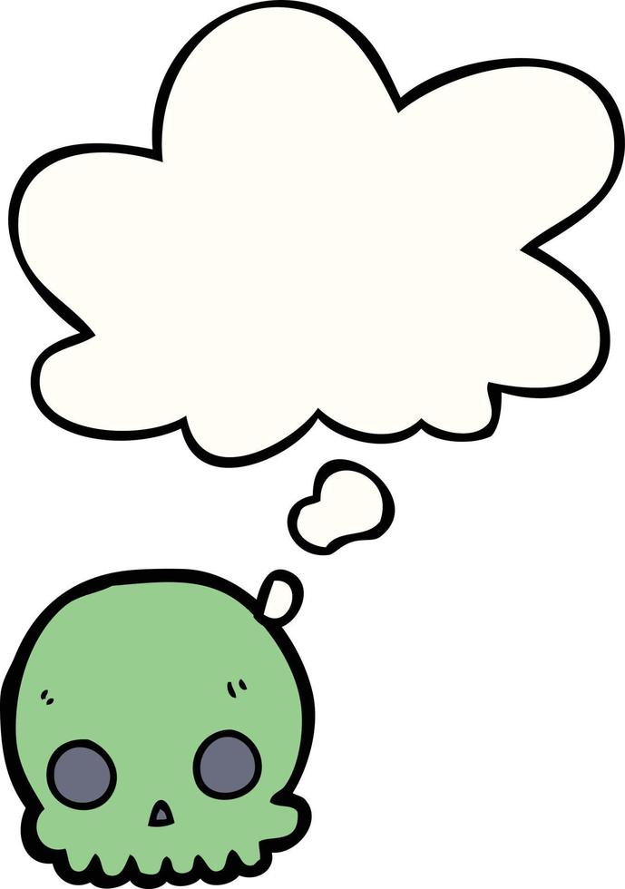 cartoon skull and thought bubble vector
