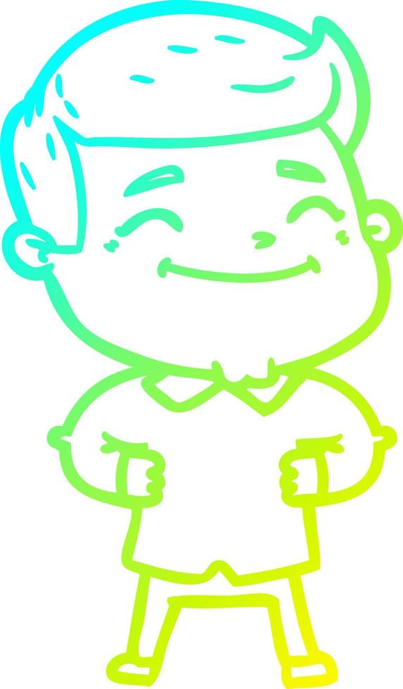 cold gradient line drawing happy cartoon man vector