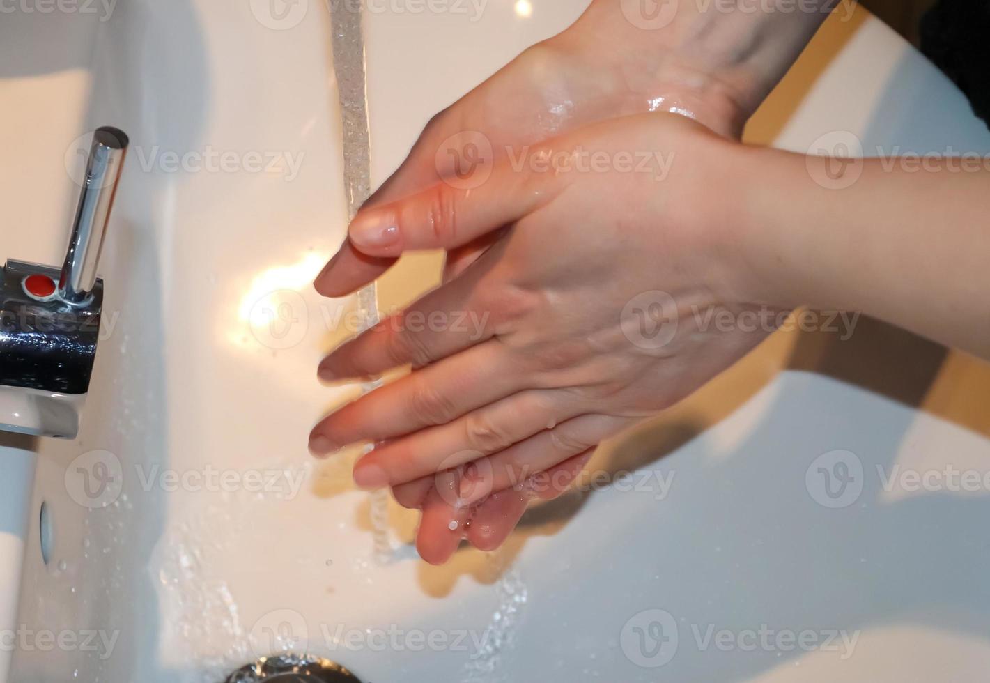 Cleaning and washing hands with soap prevention for outbreak of coronavirus covid-19 photo