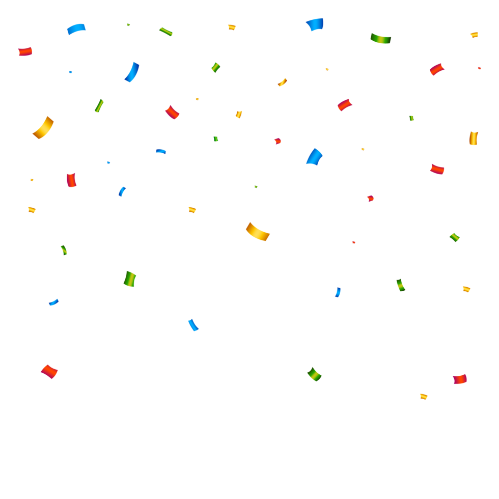 immagine png di coriandoli per lo sfondo del festival. semplice sfondo di caduta di coriandoli di carta stagnola. coriandoli colorati su uno sfondo trasparente. elementi di celebrazione di eventi e feste.