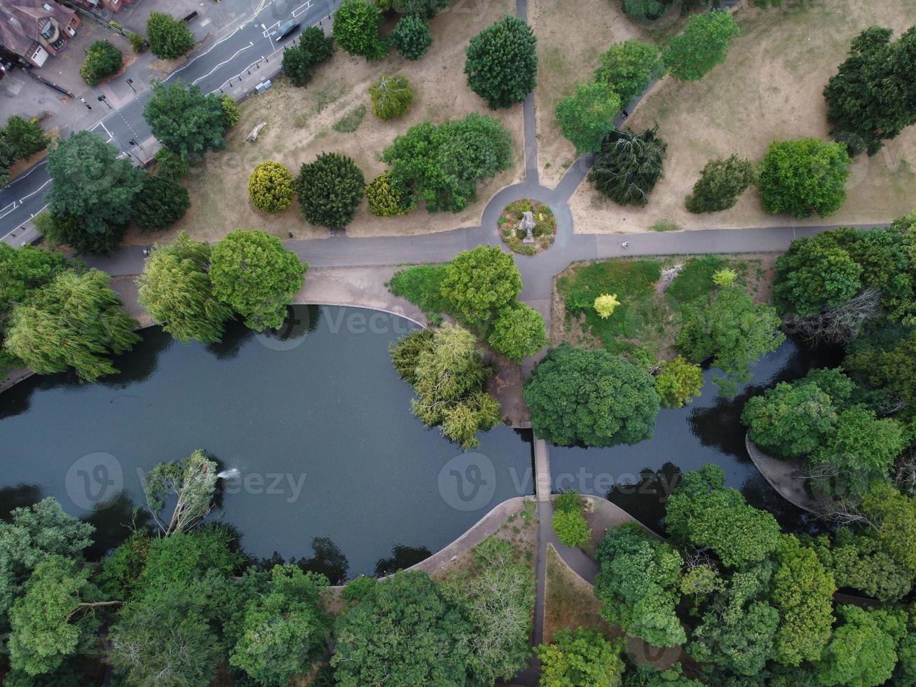High angle and Aerial Footage of Local Free Access Public Park at Luton England UK photo