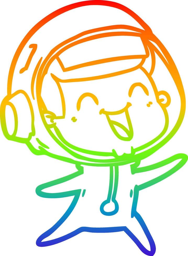 rainbow gradient line drawing happy cartoon astronaut vector