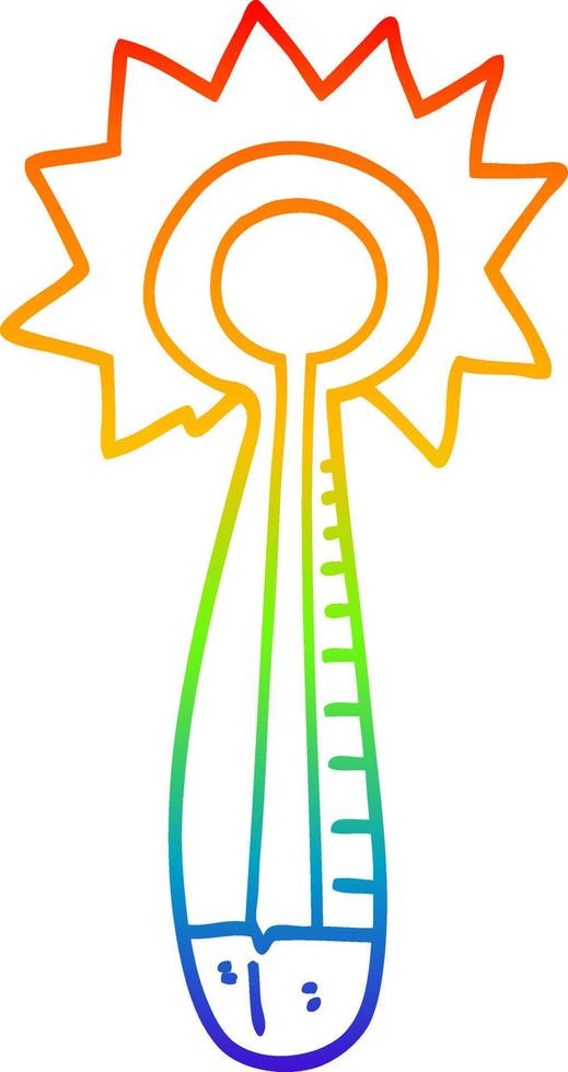 rainbow gradient line drawing cartoon medical thermometer vector