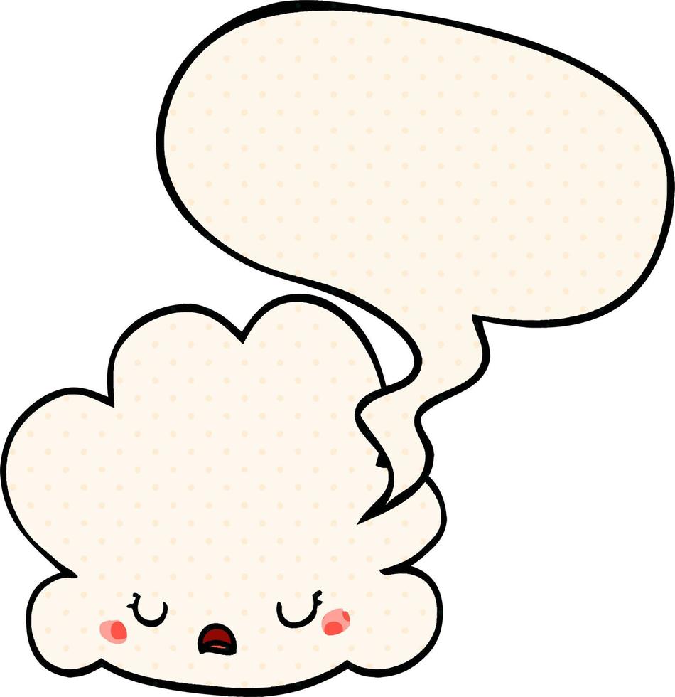 cute cartoon cloud and speech bubble in comic book style vector