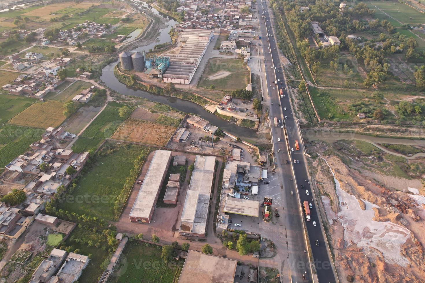 Aerial view of Kala Shah Kaku Village of Punjab Pakistan photo