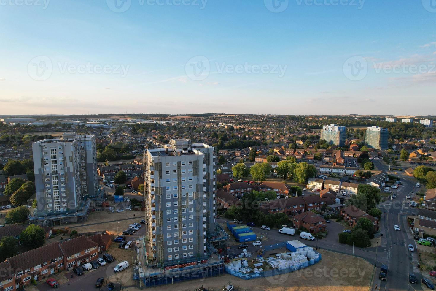 Beautiful Aerial view of North Luton City of England at Sunset Time photo
