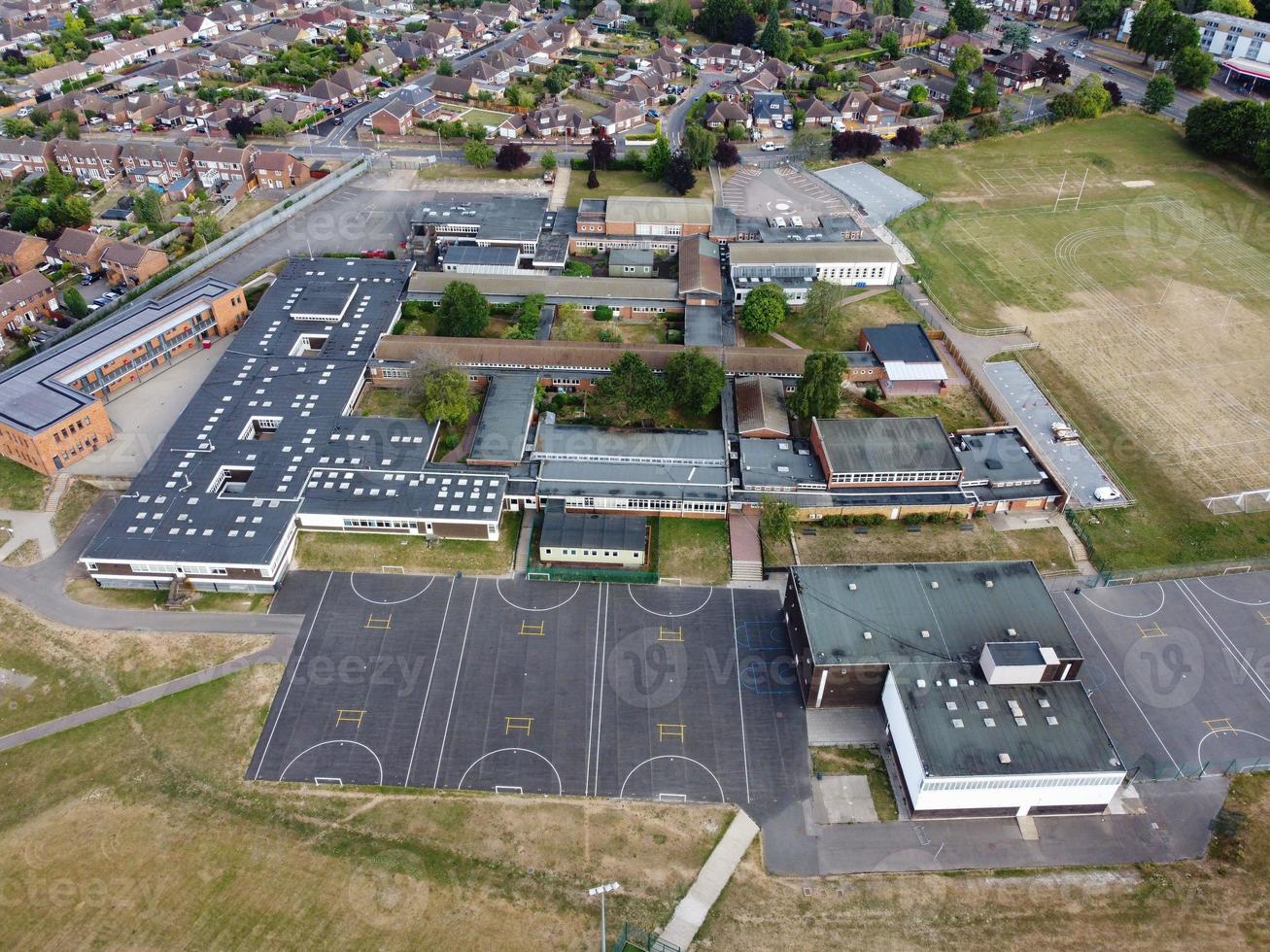 Aerial view and high angle footage of Playground at Luton City of England UK photo