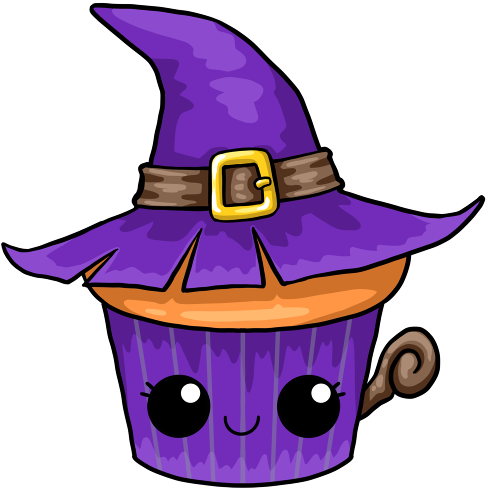 Free bruja de cupcake de halloween de dibujos animados lindo 10264386 PNG  with Transparent Background