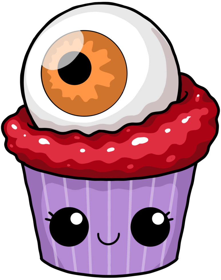 cute cartoon halloween cupcake ghost eye png