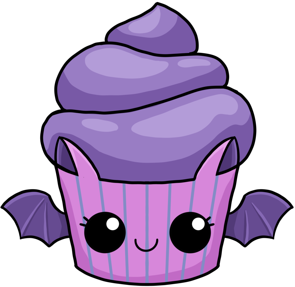 murciélago de cupcake de halloween de dibujos animados lindo png