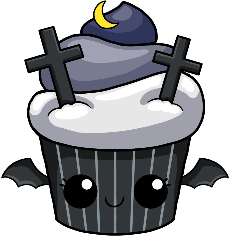 cute cartoon halloween cupcake tomb png