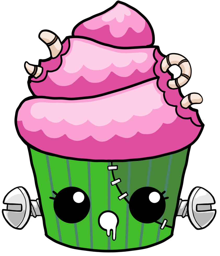 cute cartoon halloween cupcake zombie png