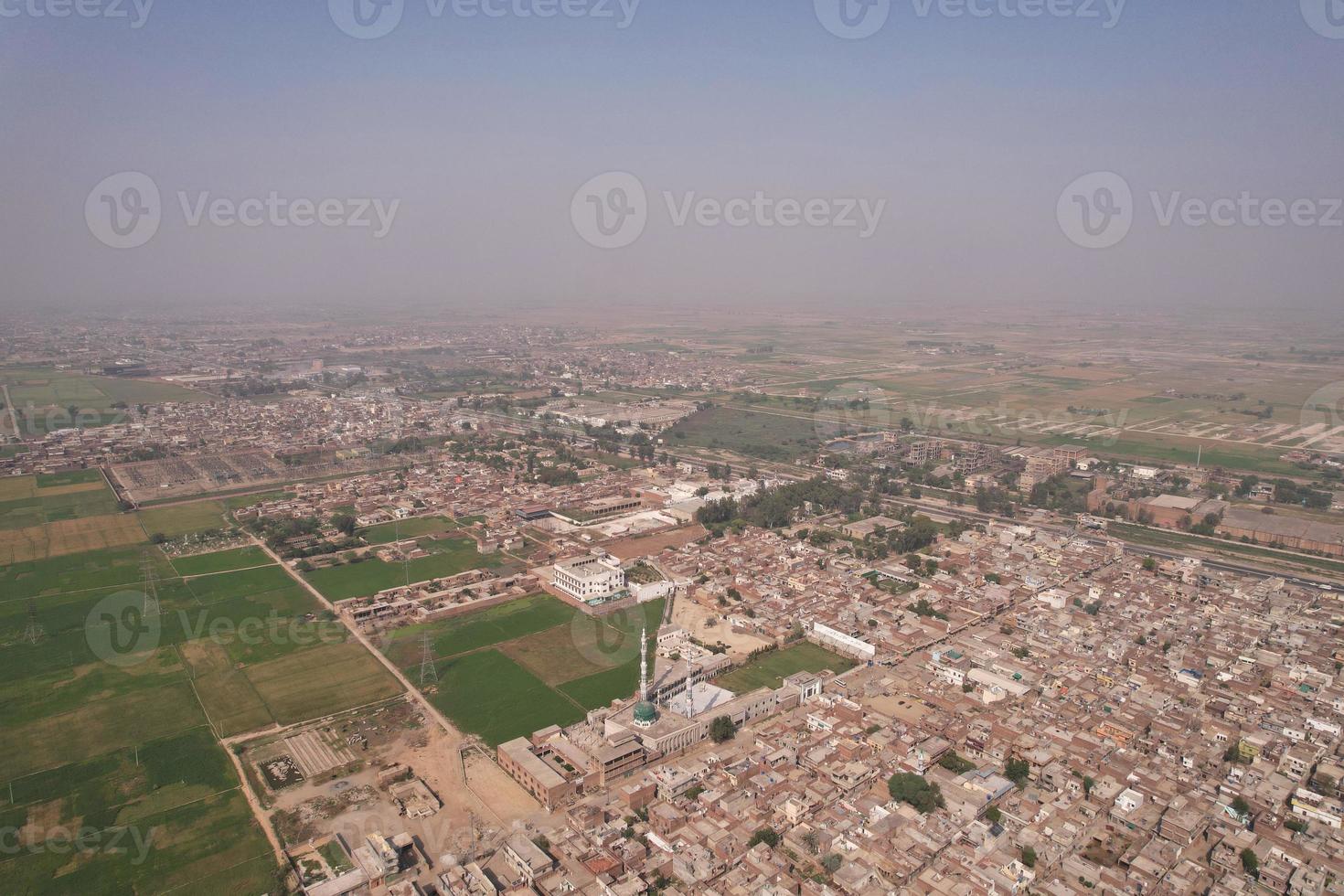 Aerial view of Kala Shah Kaku Village of Punjab Pakistan photo