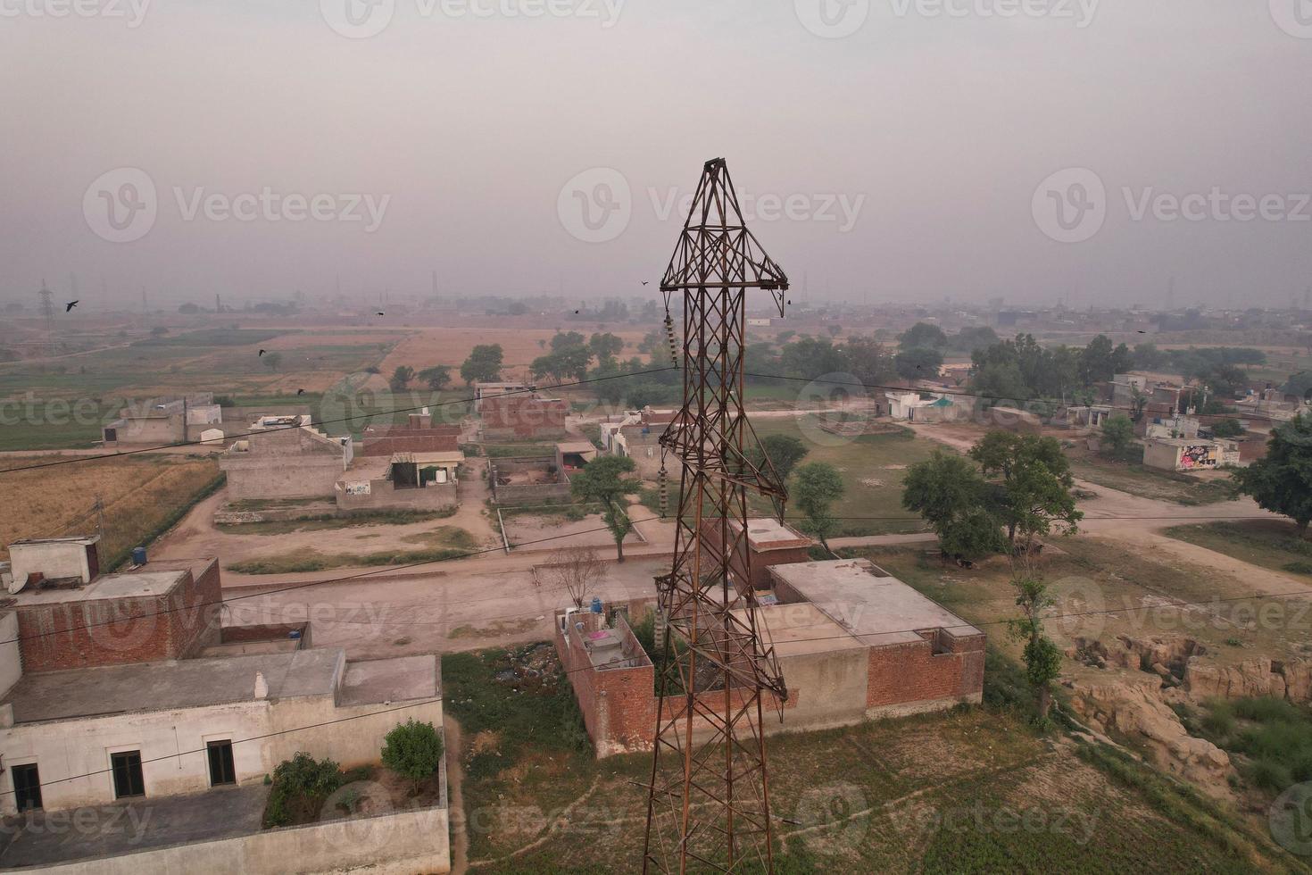 Aerial view of Kala Shah Kaku Village of Punjab Pakistan photo