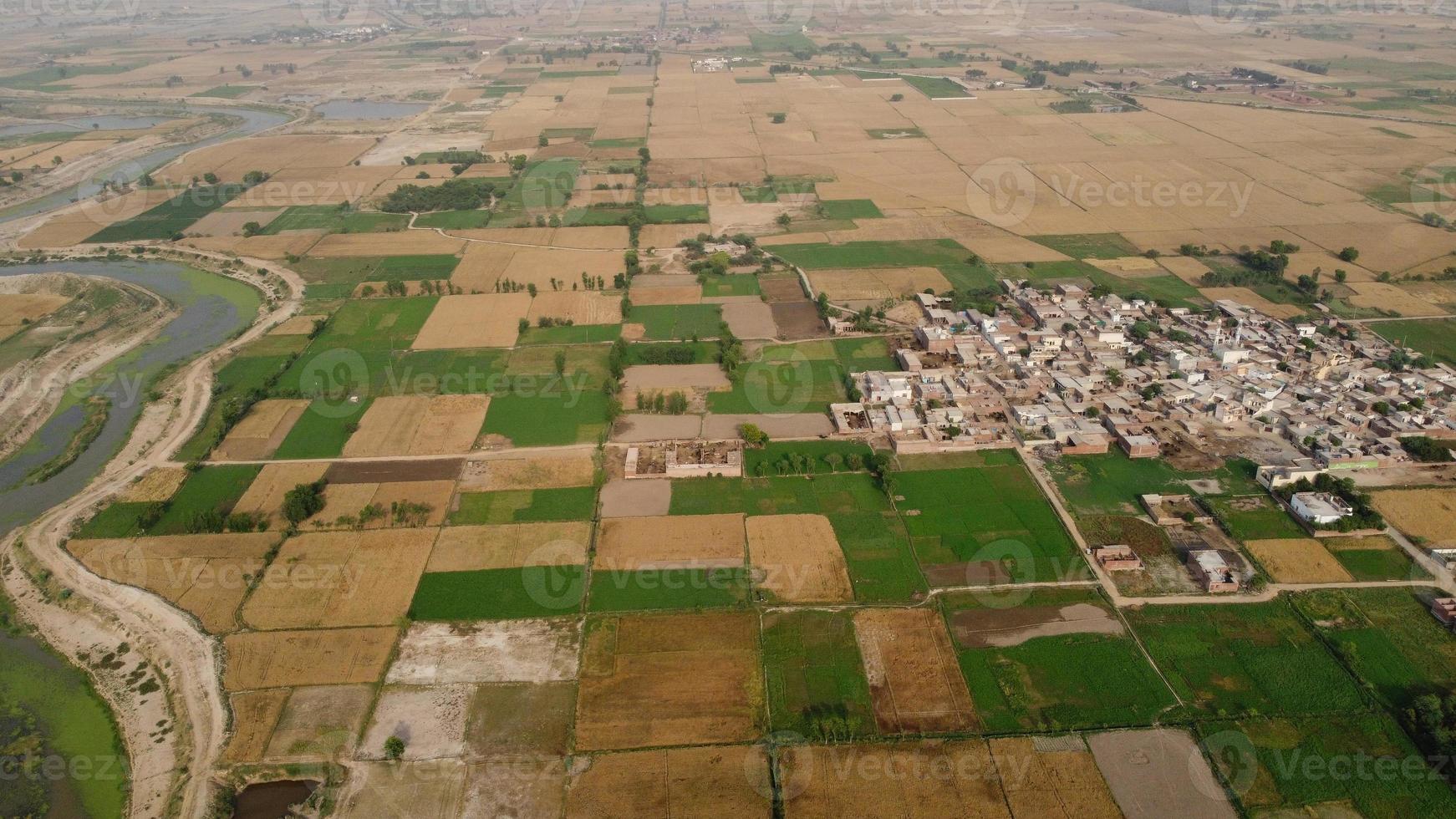 Aerial view of Kala Shah Kaku Village of Punjab Pakistan photo