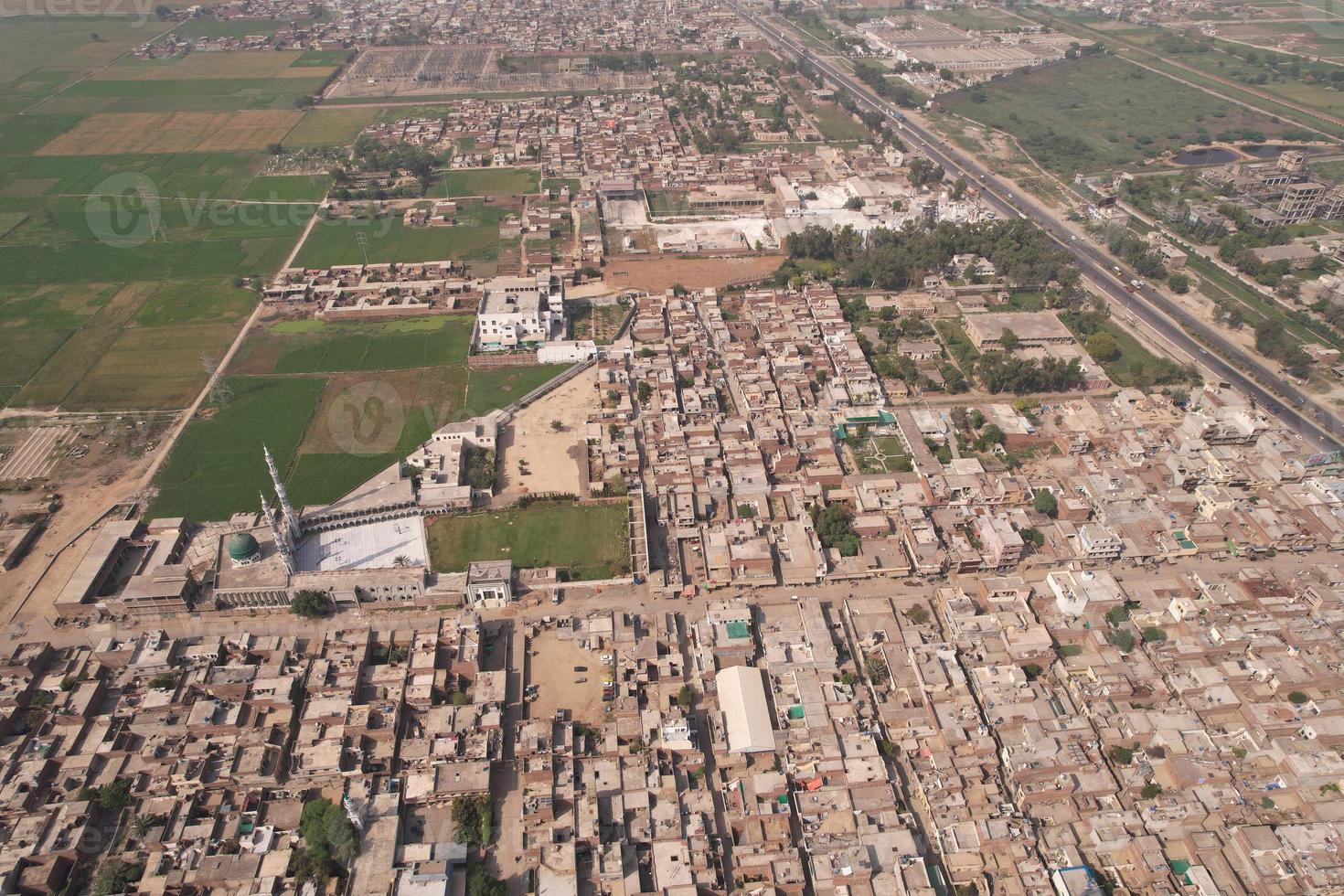 Aerial view of Kala Shah Kaku Village of Punjab Pakistan photo