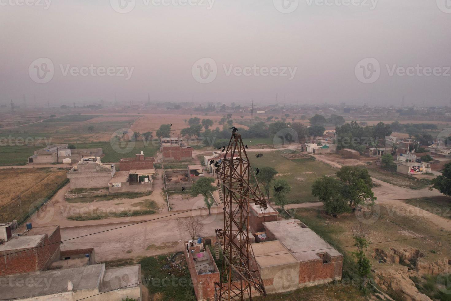 Aerial view of Kala Shah Kaku Village of Punjab Pakistan photo