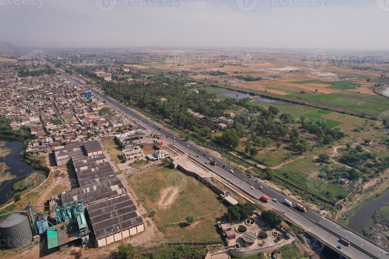 Aerial view of Kala Shah Kaku Village of Punjab Pakistan photo