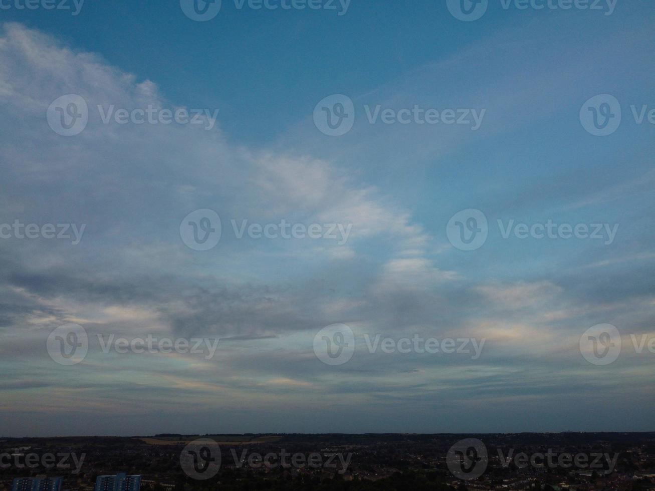 Beautiful Sky with Colourful Clouds, Drone's High Angle Footage over City of England UK photo