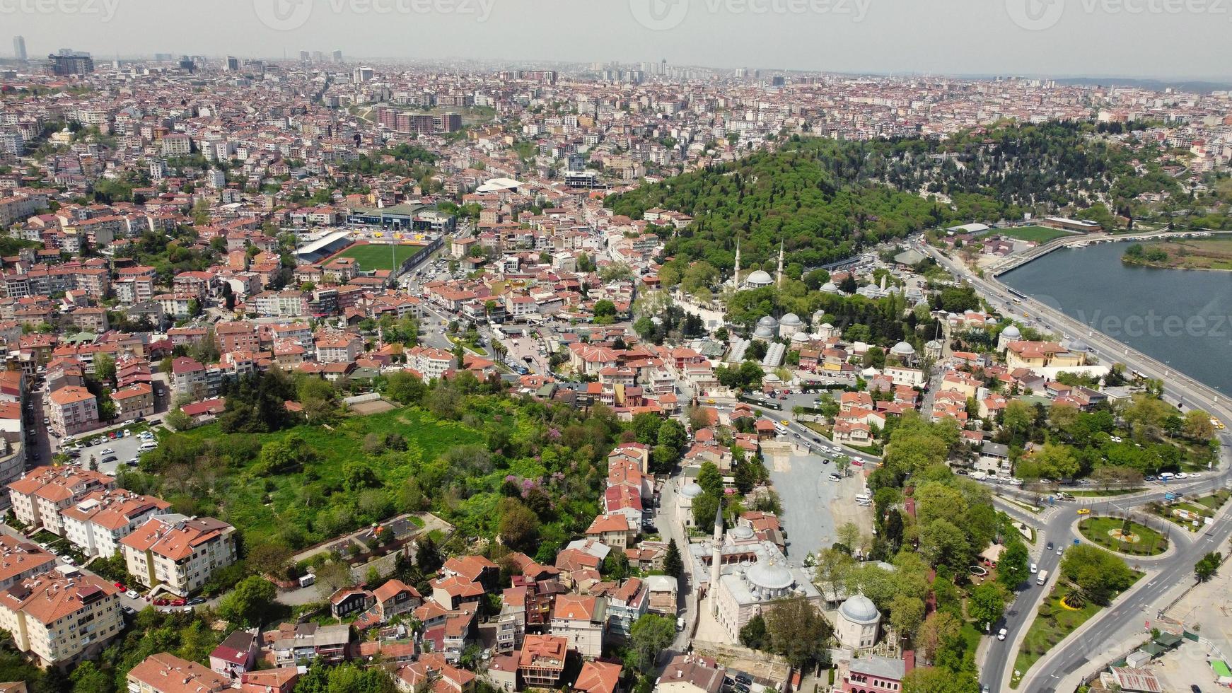 Istanbul City Residential Houses, High angle view done by drone's camera, aerial footage photo