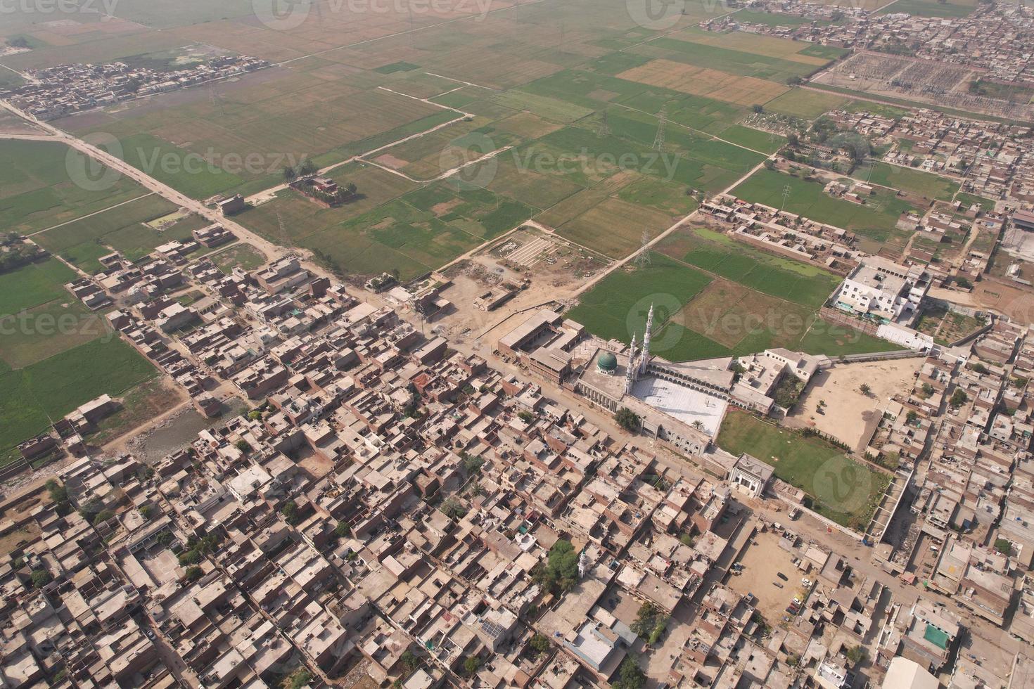 Aerial view of Kala Shah Kaku Village of Punjab Pakistan photo