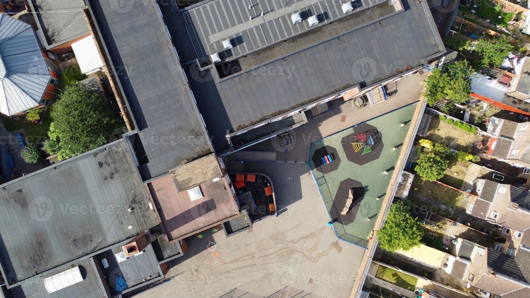 An Aerial High Angle View of Luton town of England over a Residential Area of Asian Pakistani and Kashmiri People Community. photo
