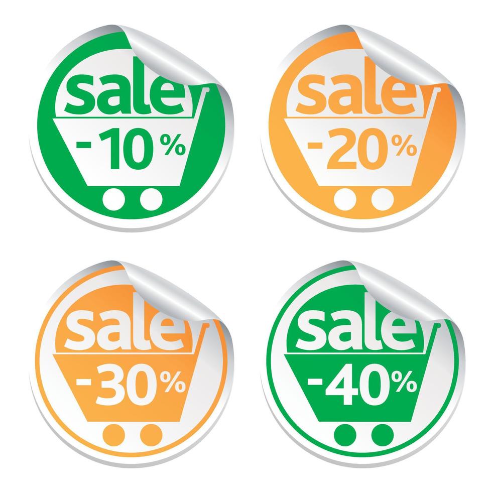 Set of sticker sale with cart vector