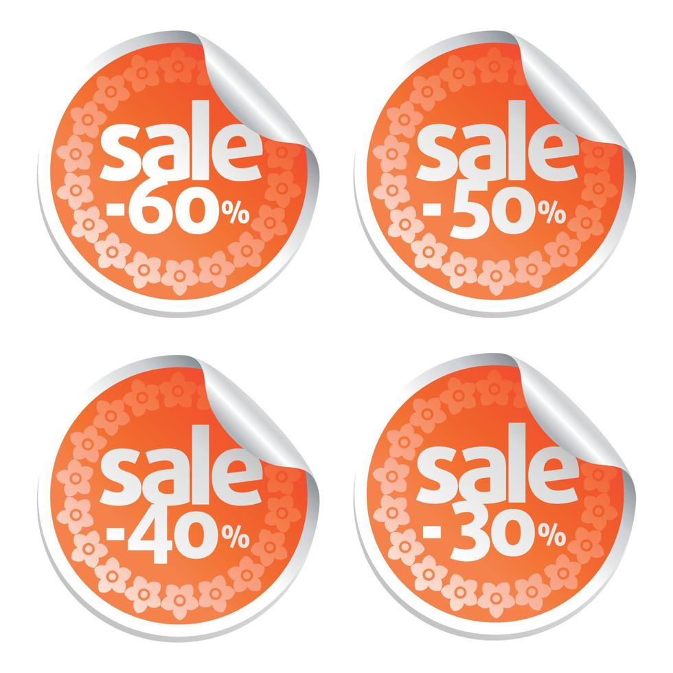 Set of red sale stickers vector