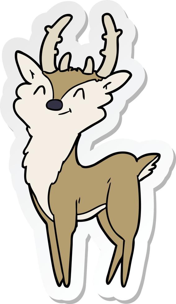 sticker of a cartoon happy stag vector