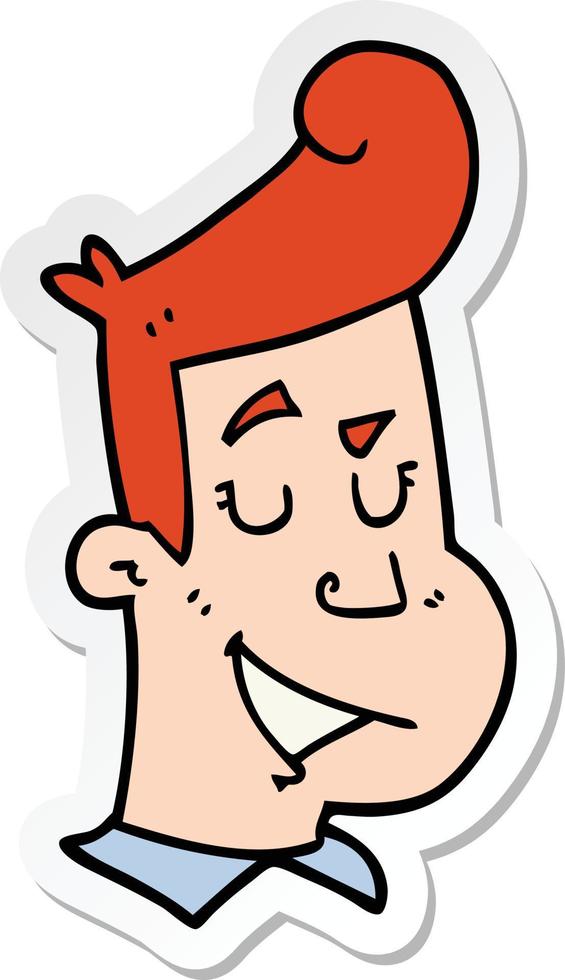 sticker of a cartoon happy man vector