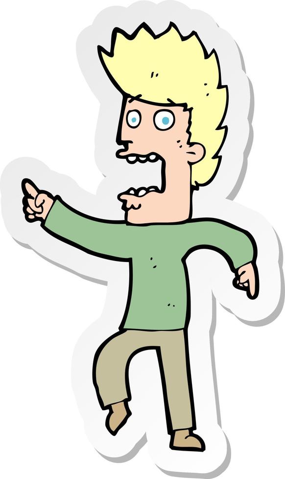 sticker of a cartoon terrified man vector